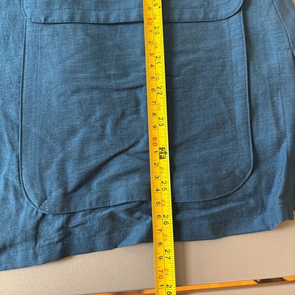 Chico's 2 Piece Suit Womens M Blue Short Sleeve Notch Lapel Slit Button NEW - Picture 10 of 10